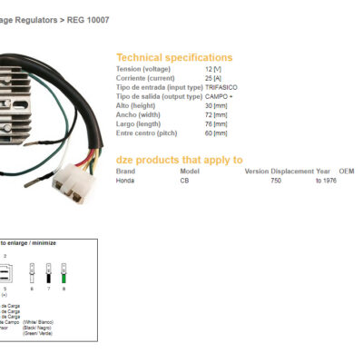 DZE REGULATOR NAPIĘCIA HONDA CB 750 FOUR -'76 - widok alternatywny