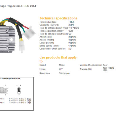 DZE REGULATOR NAPIĘCIA HONDA XL 600V TRANSALP '89-'99 (SH 538D-13; ESR640; RGU-144) - widok alternatywny
