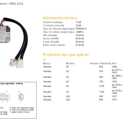 DZE REGULATOR NAPIĘCIA YAMAHA XS 650 '77; XS 750 '77-'79; XS 850 '80-'81; XS 1100 '79-'81 (1T4-81960-92-00, 1T4-81960-A0-00) (ESR310) - widok alternatywny