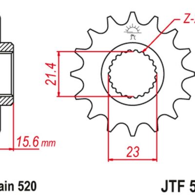 JT ZĘBATKA PRZEDNIA 441 15 YAMAHA XT 600 '89-'98, XTZ 660 '91-'98 (44115JT) (ŁAŃC. 520) - widok alternatywny