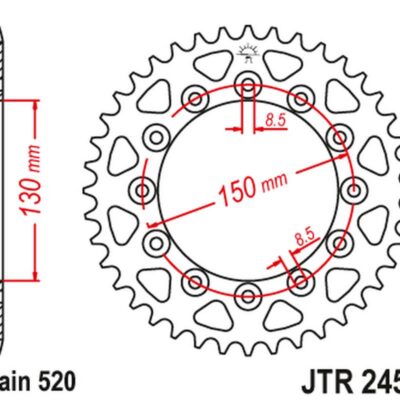 JT ZĘBATKA TYLNA 270 53 YAMAHA YZ/YZF/WRF '99-'18 (27053JT) (ŁAŃC. 520) - widok alternatywny