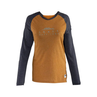 LEATT KOSZULKA ROWEROWA (DAMSKA) MTB ALLMTN 3.0 JERSEY WOMEN PEANUT KOLOR BRĄZOWY/CZARNY ROZMIAR S - widok alternatywny