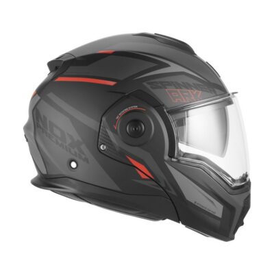 NOX PREMIUM KASK SZCZĘKOWY FLIP-BACK (SZCZĘKA DO TYŁU) Z BLENDĄ SPINNER ARK KOLOR CZARNY MAT/CZERWONY ROZMIAR L - widok alternatywny