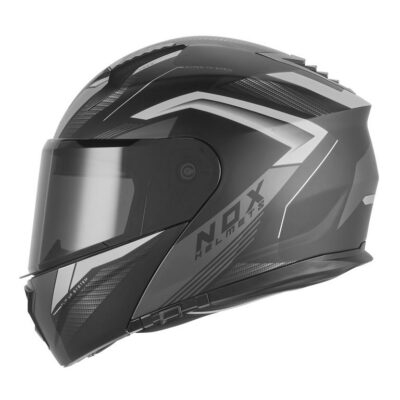 NOX KASK SZCZĘKOWY (FLIP-UP) Z BLENDĄ N968 SHIFT KOLOR CZARNY/SREBRNY MAT ROZMIAR XXL - widok alternatywny