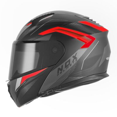 NOX KASK SZCZĘKOWY (FLIP-UP) Z BLENDĄ N968 SHIFT KOLOR CZARNY/CZERWONY MAT ROZMIAR XL - widok alternatywny
