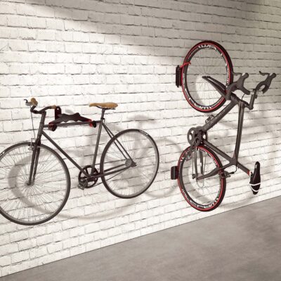 BIKETEC WIESZAK ŚCIENNY NA ROWER (WALL BIKE RACK) STAL MALOWANA PROSZKOWO KOLOR CZARNY, PLASTIK CZERWONY - widok alternatywny