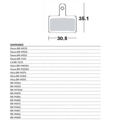 MOTO-MASTER WYPRZEDAŻ BIKE PRO KLOCKI HAMULCOWE ROWEROWE ORGANICZNE PRO PASUJE DO SHIMANO DEORE BR-M575, BR-M525, BR-M515, BR-T615, BR-M506, BR-M505, BR-MT500, BR-M495, BR-M486, BR-M485, BR-M475, TEKTRO - widok alternatywny